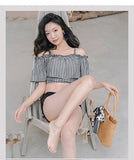 Swimsuit women's new Xia one shoulder camisole swimsuit ins conservative cover belly slimming split skirt swimsuit