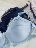2Pcs/Set Lace Bra for Women Sexy Underwire Push-Up Bra Breathable Mesh Thin Soft Lingerie Adjustable No Lining Women's Bra