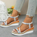 Fashion T-Strap Platform Sandals for Women New Mix Color Elastic Band Wedge Sandals Woman Summer Daily Open Toe Sandalias Female