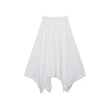Spliced Lace Elastic High-waisted Slimming Skirt White Lace Trim Skirt Elastic Waist Casual Summer Style Skirt For Women 6S7Q
