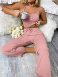 3PCS Pajamas Set for Women Sleepwear Solid Vest Shorts and Pants Paired with Lace Splicing for Homewear Loungewear