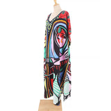 2026 New Colorful Kaftan Tunic Beach Dress Beach Wear Beachwear Beach Cover Up Cover-upsLoose Maxi Dress Female Women V4428