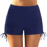 Beach Bathing Suit Women High Waist Bikini Bottoms Swim Briefs Drawstring Beach Shorts Solid Leopard Bikini Ruched Swim Bottoms