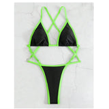 Cikini Summer Beach Women's Contrast Trim Halterneck One-Piece Swimsuit Sexy Swimwear Bathing Suit
