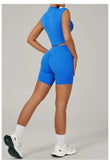Naked Yoga Sets Women Quick Drying Slim Sports Shirt Fitness Suit Outdoors Sport High Waist Shorts Tight Running Workout Clothes
