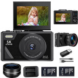 75MP Digital Camera For Photography 18X Zoom 5K UHD Vlog Camcorder Livestream Wifi Webcam 3.0 inch Flip Screen AF Selfie Camera