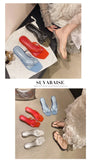 2026 Summer Jelly Shoes Women Fashion Sandals Low Heel Square Toe Girls Street Flip Flops Transparent Color Female Slippers