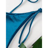 Sexy Satin Halter Brazilian Padded Bikini Female Swimsuit Women Swimwear Two-Pieces Bikini Set Bather Bathing Suit Swim V4966S