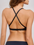 Sexy Back Cross Bra Women's Black Deep V Underwear Set Pull up Brassiere 2024 Fashion New Women's Wear A2797