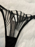 2-piece women's black scallop chest cup embroidered lingerie set, suitable for all seasons ZA825058