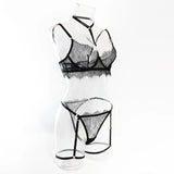 Toucheart Sexy Lingerie Suit Female Sexy See-through Lace Halter Bra Set  Adjustable Leg Ring Set for Women Sexy Underwear New