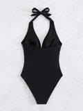 Sexy Shiny Sequins Deep V Backless Monokini Halter Women Swimwear One Piece Swimsuit Female Bather Bathing Suit Swim Lady K4996