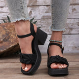 2026Sandals Comfort Shoes for Women Buckle Strap Suit Female Beige High Heels Square Toe Large Size New Fashion Black High-heel