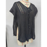 2026 New Short Sleeve V Neck Crochet Knitted Tunic Beach Cover Up Cover-ups Beach Dress Beach Wear Beachwear Female Women V8211