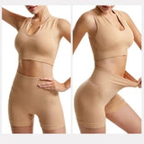 New Sports Bra Women Sexy Deep U-neck Push Up Gym Jogging Yoga Fitness Shockproof Vest Crop Tops Female Sport Bras Set for Women