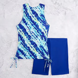 2026 Printed Tankini Set Two Pieces Swimsuit Women Drawstring Swimwear Female & Long knee Shorts Bathing Swimming Swim Suit