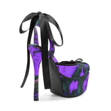 New Design Platform Women High Heeled Sandals for Woman's Square Toe Butterfly-Knot Ankle Riband Thin Heels Shoes Mujer Pumps