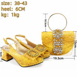 doershow Italian Shoe and Bag Set New 2024 Women Shoes and Bag Set In Italy YELLOW Italian Shoes with Matching Bag Hgv1-2