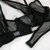 Toucheart Sexy Floral Embroidery Underwear Steel Ring Bra Lace Mesh Sexy Webbing Hollow Waistband Hanging Erotic Lingerie Suit