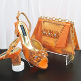 doershow African fashion Italian Shoes And Bag Sets For Evening Party With Stones gold Italian Handbags Match Bags! HM1-1