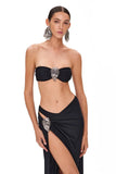 2025 New Sexy Tube Top Bikini set and Skirt Swimwear Women Metal Decoration Bodysuit Lace-up Bathing Suit Beachwear Biquini