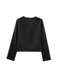 Foridol Solid O-neck Single Breasted Black Blazer Coat Women Autumn Winter Short Jacket Office Lady Vintage Buttons Veste