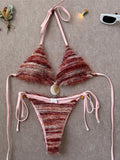 Printed Halter Bikini Women Swimwear Female Swimsuit High Leg Cut Padded Bather Bathing Suit Swim Two-pieces Bikini set K8119