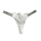 Rhinestone Lace Sexy Women Panties Floral Seamless Underwear G String Letter Transparent Thong For Female Low Rise Ladies Briefs