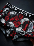 1XL-4XL Women Seamless Panties High-waisted Boyshorts Gothic Skull Soft Breathable Stretch Underwear for Women