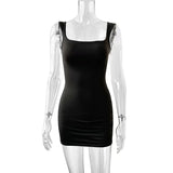 Sexy  Strap Mini Dress New Summer Women Club Party Dresses Female Camisole Solid Black White Sheath Sundress