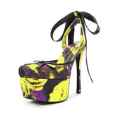 New Design Platform Women High Heeled Sandals for Woman's Square Toe Butterfly-Knot Ankle Riband Thin Heels Shoes Mujer Pumps