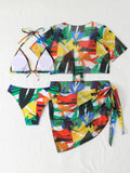 4 Pieces Triangle Bikinis 2026 Women Padded Swimwear Female Sexy Printed Swimsuit Bathers Bathing Swimming Swim Suit Beachwear