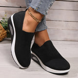 Breathable Knit Wedges Sneakers Woman Spring Autumn Slip On Platform Sport Sneakers Woman Plus Size Thick Sole Walking Shoes