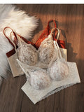 Tight Fit French Lace Bra for Small Bust - Comfort Lift Anti Sagging, Sexy Lace Back & Thin Strap Lingerie MOYISU Sexy Bras AB