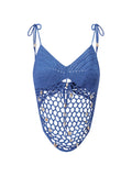 Women Sleeveless Tie Shoulder Strap Asymmetric Hem Camisole Solid Color Crochet Cami Tops Summer Crop Tops