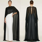 Women's Sheer Chiffon Cape Bat Sleeve Floor Length Shawl Elegant Cover Up Tops Party Evening Cape Blouse f