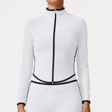 Women's Yoga Top Color-Block Zipper Stand Collar Bare Jacket Autumn Winter Outerwear Running Fitness Long Sleeve Coat