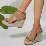 2025 Summer Chunky Wedges Sandals Women Slip On 10 Cm High Heels Sandalias Mujer Plus Size 36-43 Thick Platform Sandles Woman