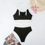 Strappy Bikinis 2026 Women High Waist Swimwear Female Sexy Swimsuit Solid Bathers Bathing Swimming Swim Suit Beachwear Summer
