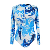 Long Sleeve Zipper Swimwear One-Piece Swimsuit For Women Sports Surfing Monokini High Cut Seamless Bikini Summer Beach Wear