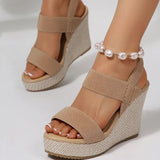 2025 Summer Chunky Wedges Sandals Women Slip On 10 Cm High Heels Sandalias Mujer Plus Size 36-43 Thick Platform Sandles Woman