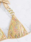 Shiny Sequins Bikinis 2025 Metal Chains Bikini Women Swimwear Female Swimsuit Two-pieces Bikini Set Bathing Suit Swim Beach Wear