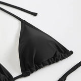Toucheart Sexy Lingerie Suit for Women Mesh Four-piece Beach Swimsuit Sexy Bikini Solid Color Long Sleeves Mesh See-through Set