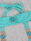3PCS Halter Jewelled Diamond Bikini Women Swimsuit Female Swimwear Three Pieces Bikini Set Brazilian Hairband Bathing Suit Swim