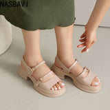 Women's Sandals 2026 New Summer Platform Fashion High Heel Sandals Outdoor Beach Shoes Square Toe Buckle Strap Women’s Shoes