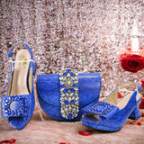 doershow High Quality African Style Ladies Shoes And Bags Set Latest sky blue Italian Shoes And Bag Set For Party Hgv1-1