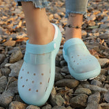 Jelly Color Platform Clogs Sandals Women 2026 Summer Thick Bottom Non Slip Beach Sandles Woman Breathable Slip On Garden Shoes