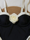 S - XXL 3D Flower Splicing High Leg Cut Women Swimwear One Piece Swimsuit Female Monokini Bather Bathing Suit Swim Beachwear