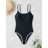 S - XL Splicing Backless High Leg Cut One Piece Swimsuit Women Swimwear Female Padded Monokini Bather Bathing Suit Swim V6789