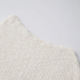 Women Loose See Through Boat Neck Off Shoulder Asymmetrical Crop Coverup Tops Spring Summer Holiday Beach Knitted Poncho
